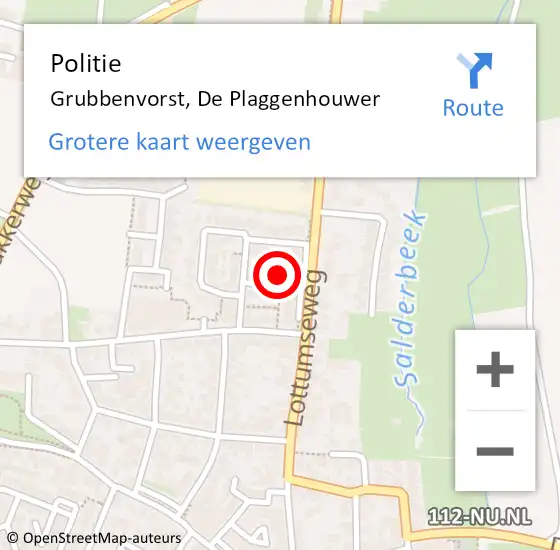 Locatie op kaart van de 112 melding: Politie Grubbenvorst, De Plaggenhouwer op 25 augustus 2024 19:13