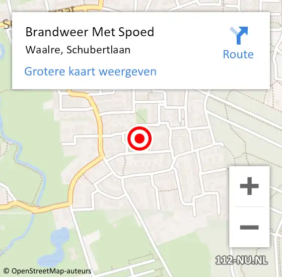 Locatie op kaart van de 112 melding: Brandweer Met Spoed Naar Waalre, Schubertlaan op 25 augustus 2024 19:18