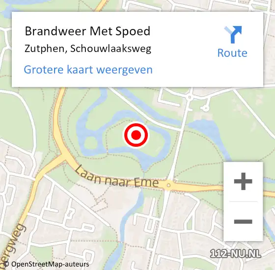 Locatie op kaart van de 112 melding: Brandweer Met Spoed Naar Zutphen, Schouwlaaksweg op 25 augustus 2024 19:35