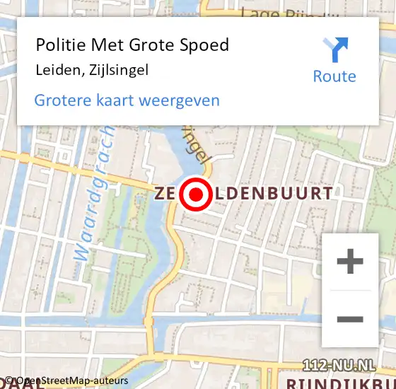 Locatie op kaart van de 112 melding: Politie Met Grote Spoed Naar Leiden, Zijlsingel op 25 augustus 2024 19:53