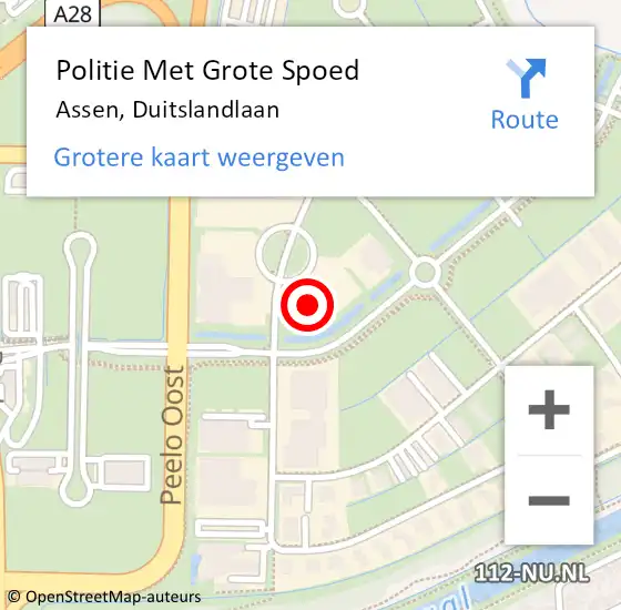 Locatie op kaart van de 112 melding: Politie Met Grote Spoed Naar Assen, Duitslandlaan op 25 augustus 2024 20:02