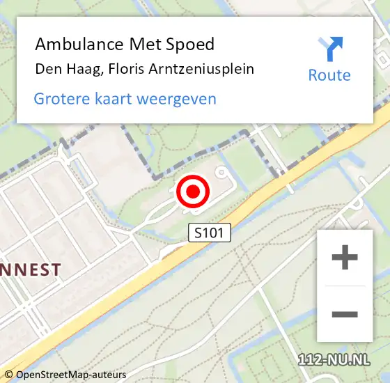 Locatie op kaart van de 112 melding: Ambulance Met Spoed Naar Den Haag, Floris Arntzeniusplein op 25 augustus 2024 20:42