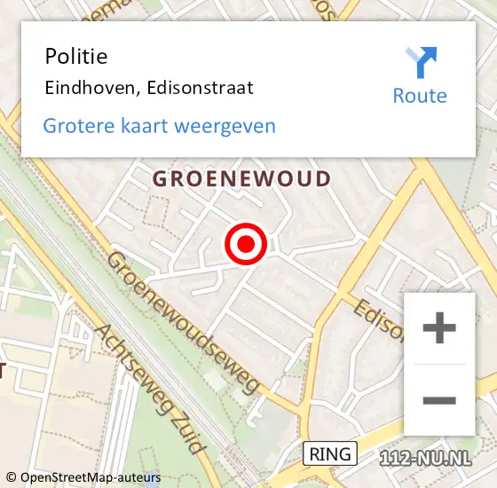 Locatie op kaart van de 112 melding: Politie Eindhoven, Edisonstraat op 25 augustus 2024 21:02