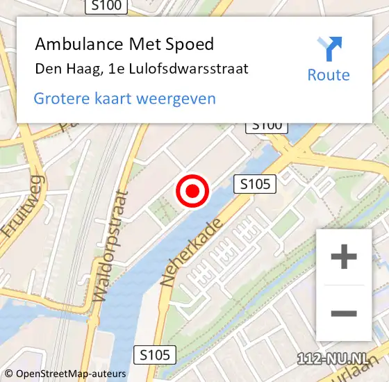 Locatie op kaart van de 112 melding: Ambulance Met Spoed Naar Den Haag, 1e Lulofsdwarsstraat op 25 augustus 2024 21:16