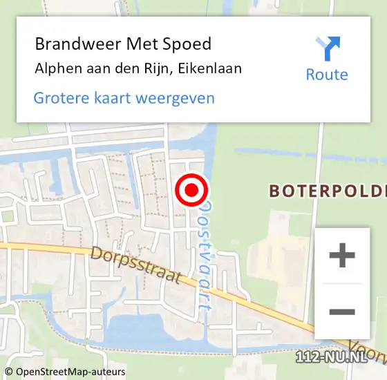 Locatie op kaart van de 112 melding: Brandweer Met Spoed Naar Alphen aan den Rijn, Eikenlaan op 25 augustus 2024 21:19