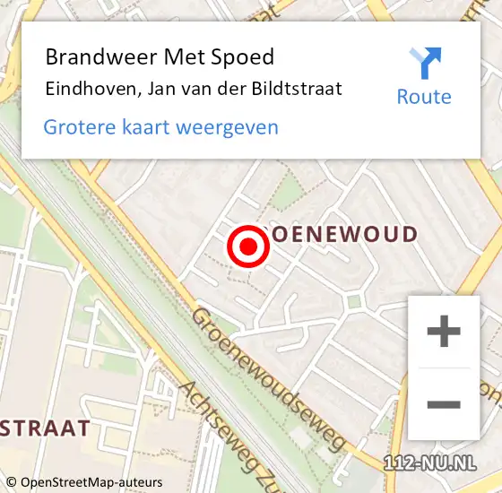 Locatie op kaart van de 112 melding: Brandweer Met Spoed Naar Eindhoven, Jan van der Bildtstraat op 25 augustus 2024 21:20