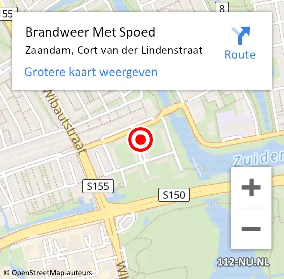 Locatie op kaart van de 112 melding: Brandweer Met Spoed Naar Zaandam, Cort van der Lindenstraat op 25 augustus 2024 22:11