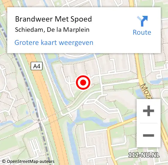 Locatie op kaart van de 112 melding: Brandweer Met Spoed Naar Schiedam, De la Marplein op 25 augustus 2024 22:30