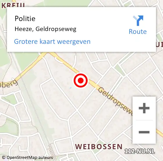 Locatie op kaart van de 112 melding: Politie Heeze, Geldropseweg op 25 augustus 2024 23:00