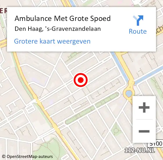 Locatie op kaart van de 112 melding: Ambulance Met Grote Spoed Naar Den Haag, 's-Gravenzandelaan op 25 augustus 2024 23:38