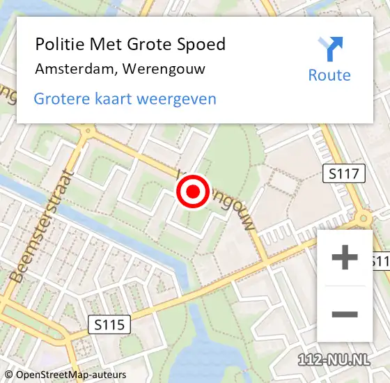 Locatie op kaart van de 112 melding: Politie Met Grote Spoed Naar Amsterdam, Werengouw op 25 augustus 2024 23:43