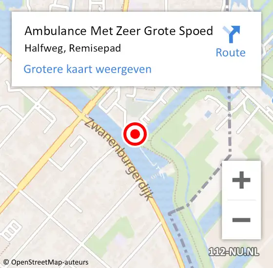 Locatie op kaart van de 112 melding: Ambulance Met Zeer Grote Spoed Naar Halfweg, Remisepad op 26 augustus 2024 00:03