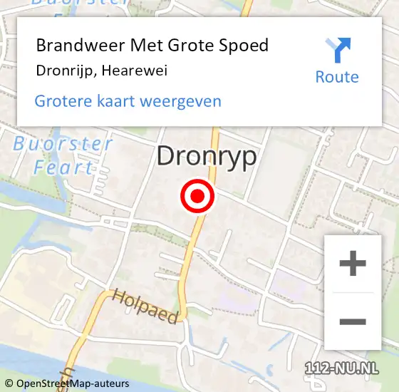 Locatie op kaart van de 112 melding: Brandweer Met Grote Spoed Naar Dronrijp, Hearewei op 26 augustus 2024 00:12