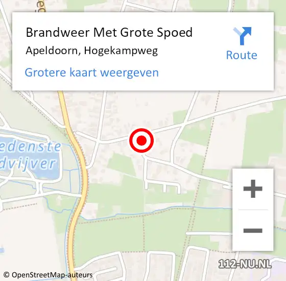 Locatie op kaart van de 112 melding: Brandweer Met Grote Spoed Naar Apeldoorn, Hogekampweg op 26 augustus 2024 00:22