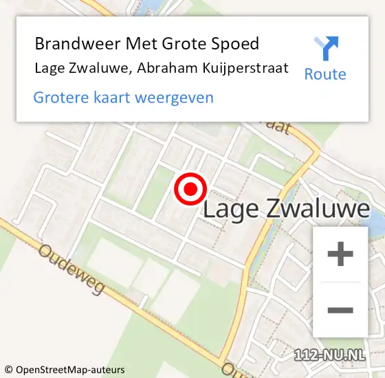 Locatie op kaart van de 112 melding: Brandweer Met Grote Spoed Naar Lage Zwaluwe, Abraham Kuijperstraat op 26 augustus 2024 00:29