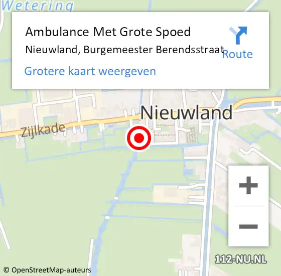 Locatie op kaart van de 112 melding: Ambulance Met Grote Spoed Naar Nieuwland, Burgemeester Berendsstraat op 26 augustus 2024 01:17