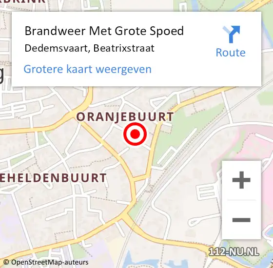 Locatie op kaart van de 112 melding: Brandweer Met Grote Spoed Naar Dedemsvaart, Beatrixstraat op 26 augustus 2024 02:11