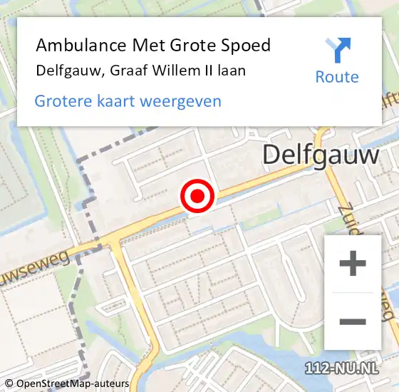 Locatie op kaart van de 112 melding: Ambulance Met Grote Spoed Naar Delfgauw, Graaf Willem II laan op 26 augustus 2024 02:43