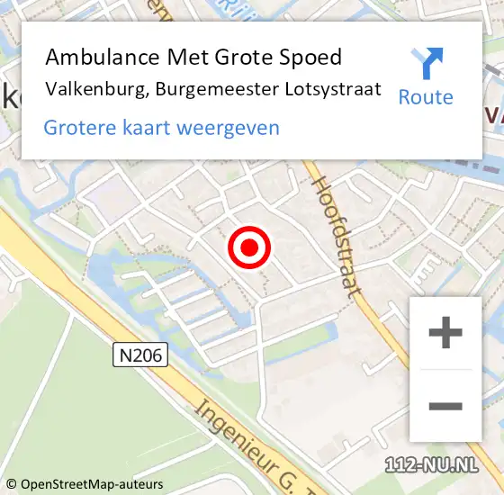 Locatie op kaart van de 112 melding: Ambulance Met Grote Spoed Naar Valkenburg, Burgemeester Lotsystraat op 26 augustus 2024 03:55