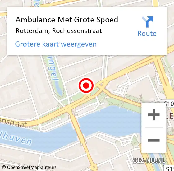 Locatie op kaart van de 112 melding: Ambulance Met Grote Spoed Naar Rotterdam, Rochussenstraat op 26 augustus 2024 04:01