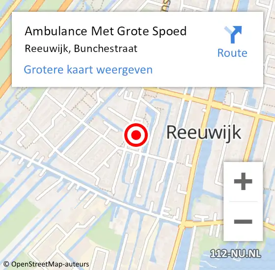 Locatie op kaart van de 112 melding: Ambulance Met Grote Spoed Naar Reeuwijk, Bunchestraat op 26 augustus 2024 04:26