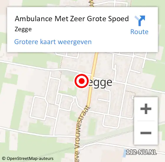 Locatie op kaart van de 112 melding: Ambulance Met Zeer Grote Spoed Naar Zegge op 26 augustus 2024 05:34