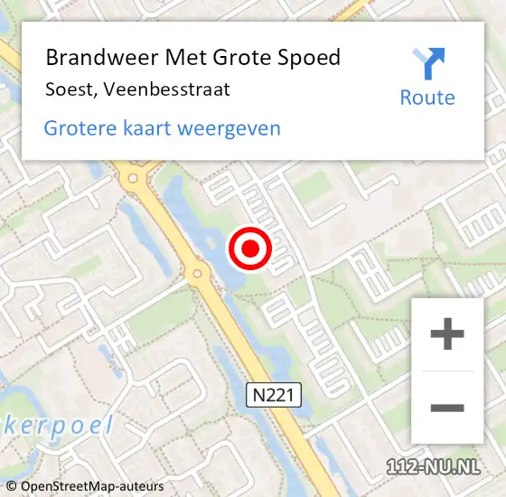 Locatie op kaart van de 112 melding: Brandweer Met Grote Spoed Naar Soest, Veenbesstraat op 26 augustus 2024 05:39