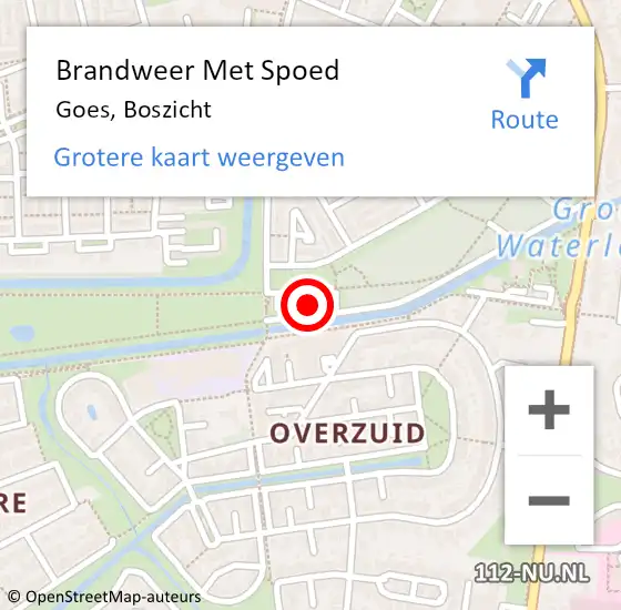 Locatie op kaart van de 112 melding: Brandweer Met Spoed Naar Goes, Boszicht op 26 augustus 2024 07:25