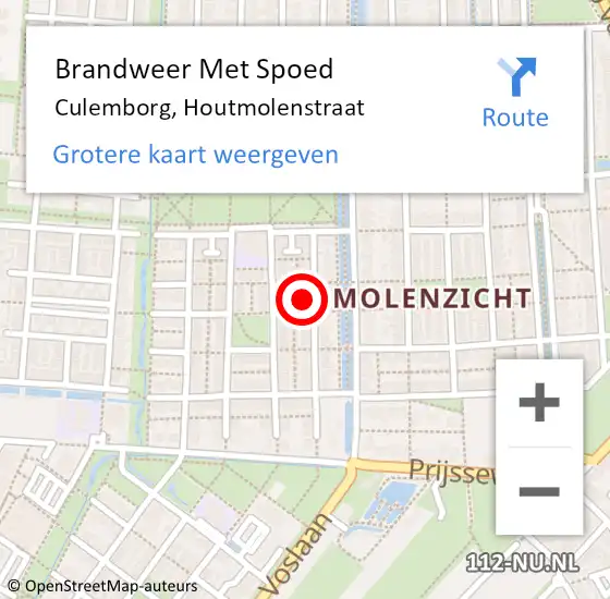 Locatie op kaart van de 112 melding: Brandweer Met Spoed Naar Culemborg, Houtmolenstraat op 26 augustus 2024 08:11