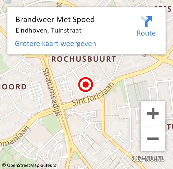 Locatie op kaart van de 112 melding: Brandweer Met Spoed Naar Eindhoven, Tuinstraat op 26 augustus 2024 08:17