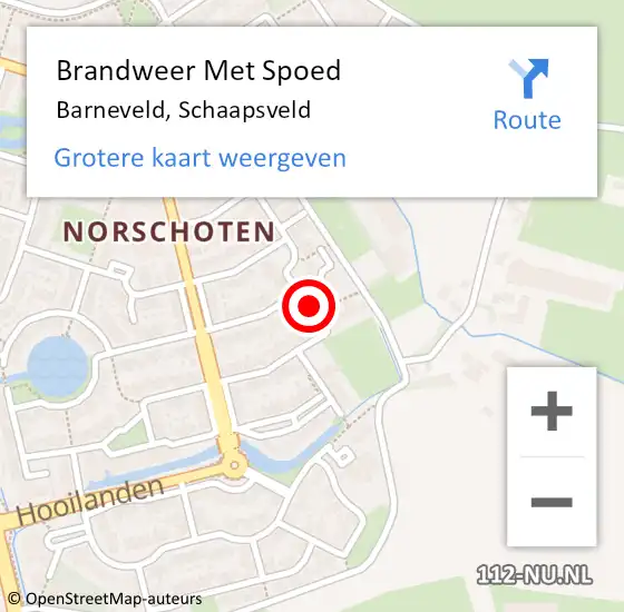 Locatie op kaart van de 112 melding: Brandweer Met Spoed Naar Barneveld, Schaapsveld op 26 augustus 2024 08:22