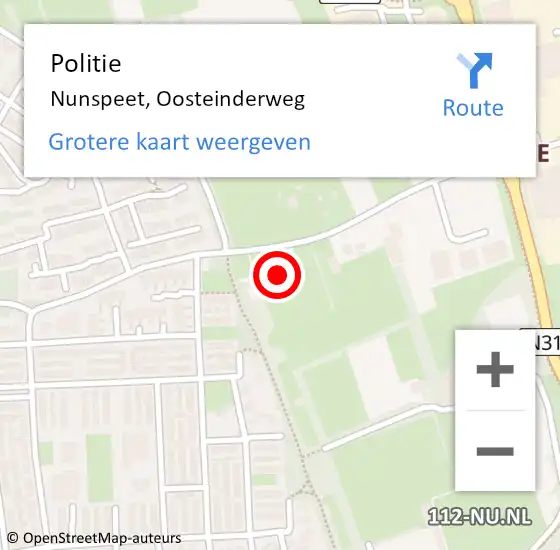 Locatie op kaart van de 112 melding: Politie Nunspeet, Oosteinderweg op 26 augustus 2024 08:24