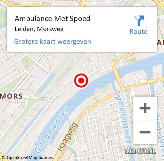 Locatie op kaart van de 112 melding: Ambulance Met Spoed Naar Leiden, Morsweg op 26 augustus 2024 08:45