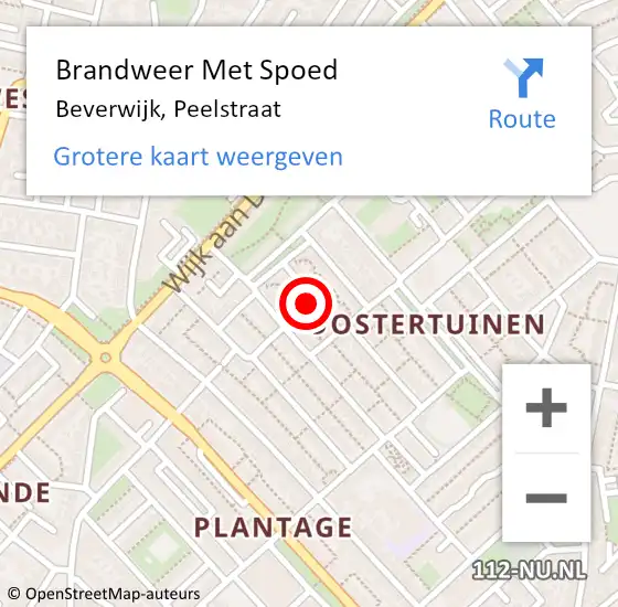 Locatie op kaart van de 112 melding: Brandweer Met Spoed Naar Beverwijk, Peelstraat op 26 augustus 2024 08:47