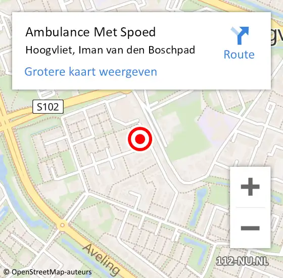 Locatie op kaart van de 112 melding: Ambulance Met Spoed Naar Hoogvliet, Iman van den Boschpad op 26 augustus 2024 09:03