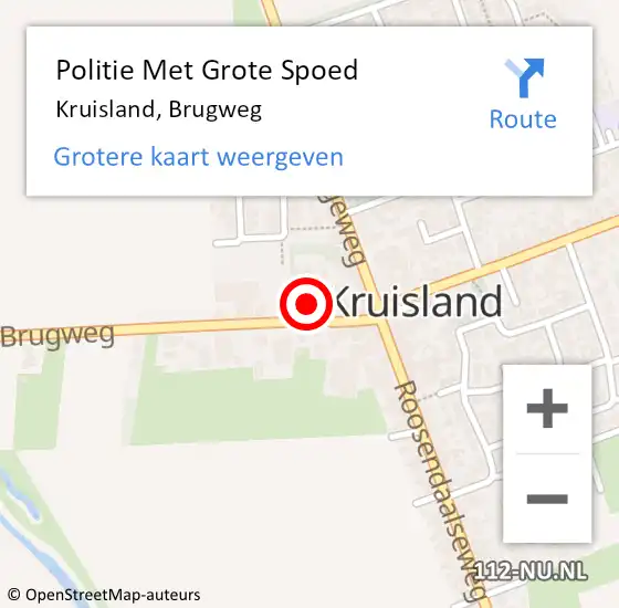 Locatie op kaart van de 112 melding: Politie Met Grote Spoed Naar Kruisland, Brugweg op 26 augustus 2024 09:35