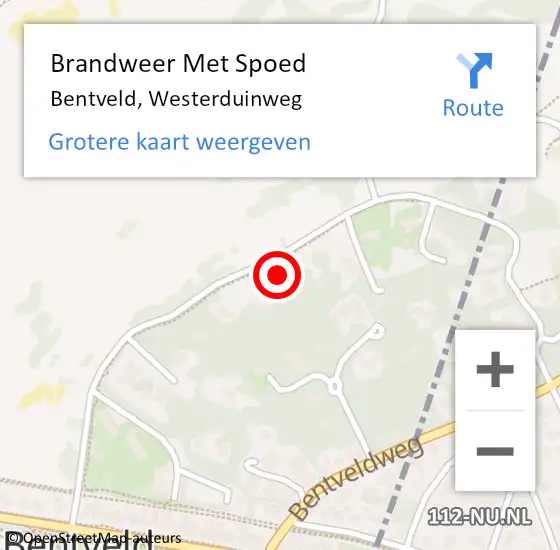 Locatie op kaart van de 112 melding: Brandweer Met Spoed Naar Bentveld, Westerduinweg op 26 augustus 2024 09:46