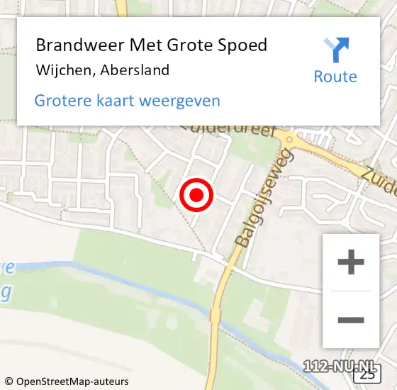 Locatie op kaart van de 112 melding: Brandweer Met Grote Spoed Naar Wijchen, Abersland op 26 augustus 2024 09:50