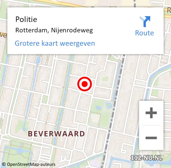 Locatie op kaart van de 112 melding: Politie Rotterdam, Nijenrodeweg op 26 augustus 2024 09:55