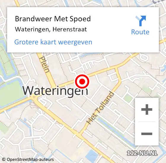 Locatie op kaart van de 112 melding: Brandweer Met Spoed Naar Wateringen, Herenstraat op 26 augustus 2024 10:35