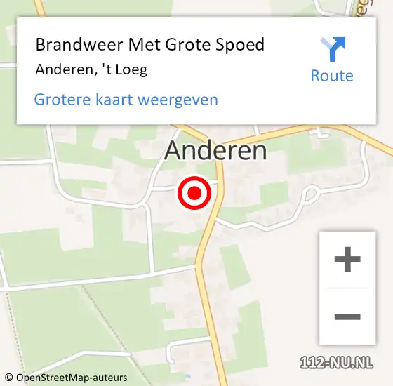 Locatie op kaart van de 112 melding: Brandweer Met Grote Spoed Naar Anderen, 't Loeg op 26 augustus 2024 10:36