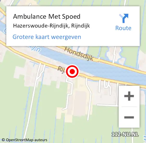 Locatie op kaart van de 112 melding: Ambulance Met Spoed Naar Hazerswoude-Rijndijk, Rijndijk op 26 augustus 2024 10:54