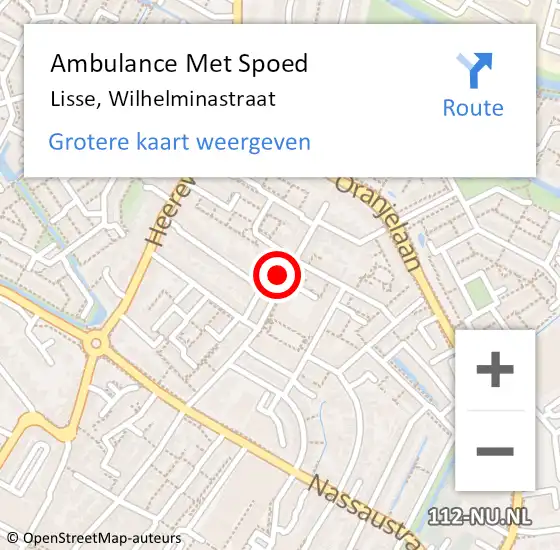 Locatie op kaart van de 112 melding: Ambulance Met Spoed Naar Lisse, Wilhelminastraat op 26 augustus 2024 10:55