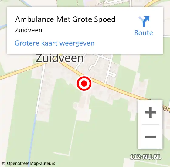 Locatie op kaart van de 112 melding: Ambulance Met Grote Spoed Naar Zuidveen op 26 augustus 2024 11:09