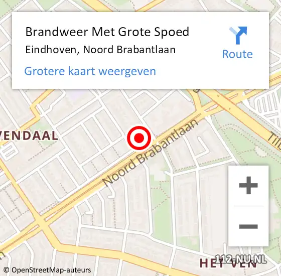 Locatie op kaart van de 112 melding: Brandweer Met Grote Spoed Naar Eindhoven, Noord Brabantlaan op 26 augustus 2024 11:16