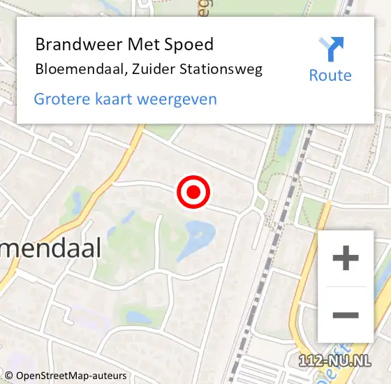 Locatie op kaart van de 112 melding: Brandweer Met Spoed Naar Bloemendaal, Zuider Stationsweg op 26 augustus 2024 11:46