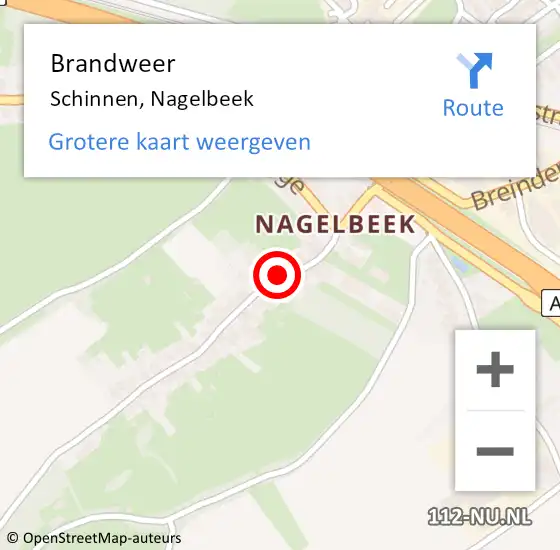 Locatie op kaart van de 112 melding: Brandweer Schinnen, Nagelbeek op 17 oktober 2014 18:55