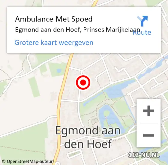 Locatie op kaart van de 112 melding: Ambulance Met Spoed Naar Egmond aan den Hoef, Prinses Marijkelaan op 26 augustus 2024 12:02