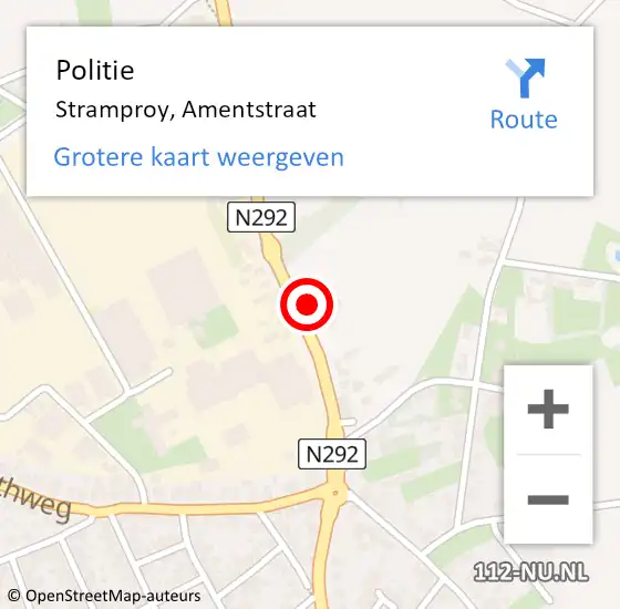 Locatie op kaart van de 112 melding: Politie Stramproy, Amentstraat op 26 augustus 2024 12:03