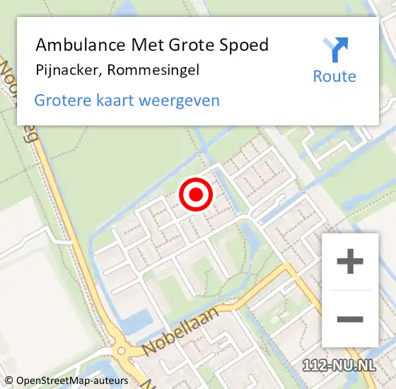 Locatie op kaart van de 112 melding: Ambulance Met Grote Spoed Naar Pijnacker, Rommesingel op 26 augustus 2024 12:07